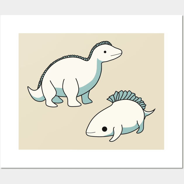 Simple Cute Baby Alien Dinosaurs Wall Art by TotoBeibee